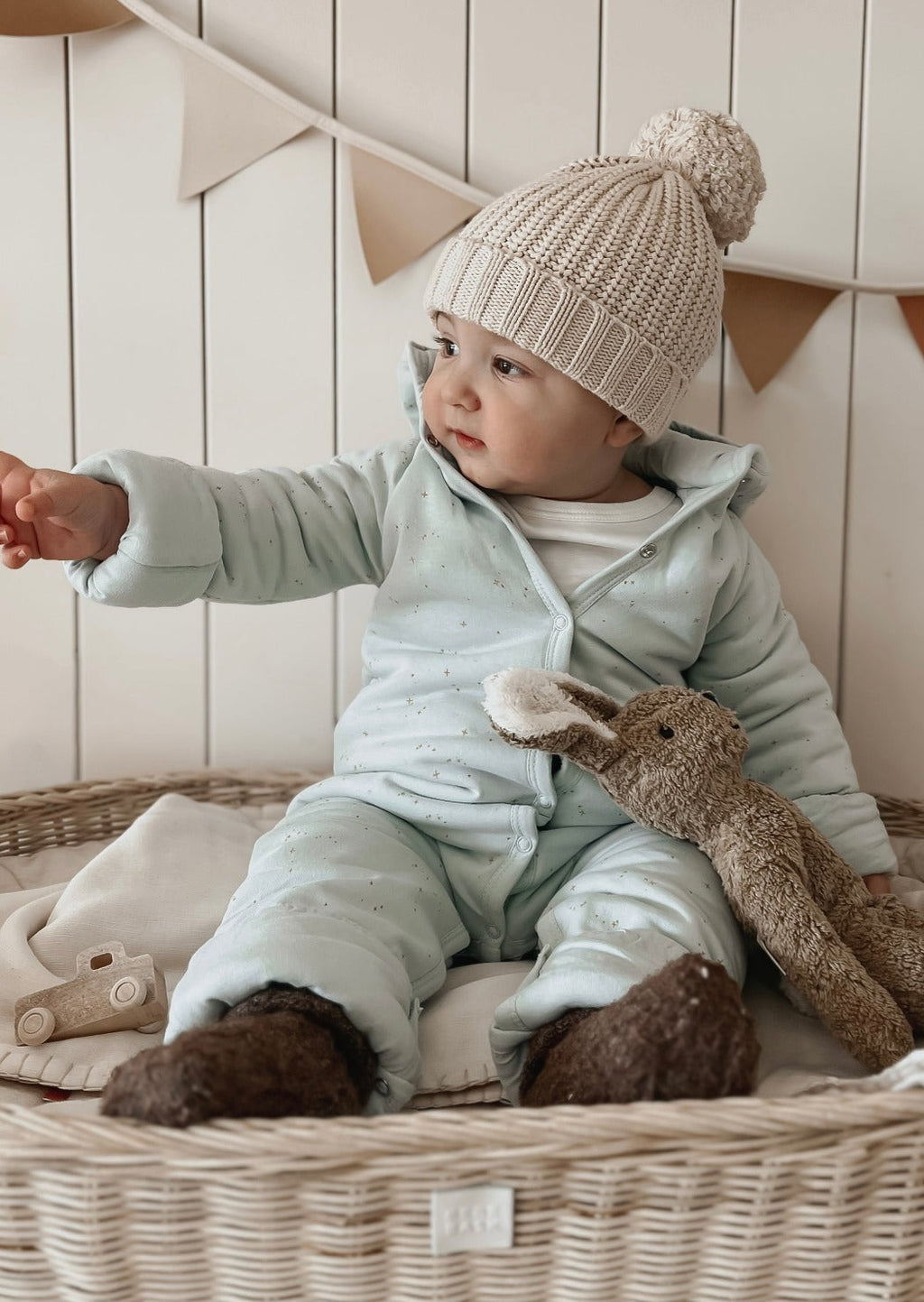La Petit Lapin Étoile | Organic Cotton Plush Onesie | Frozen Dew | Playroom Avenue