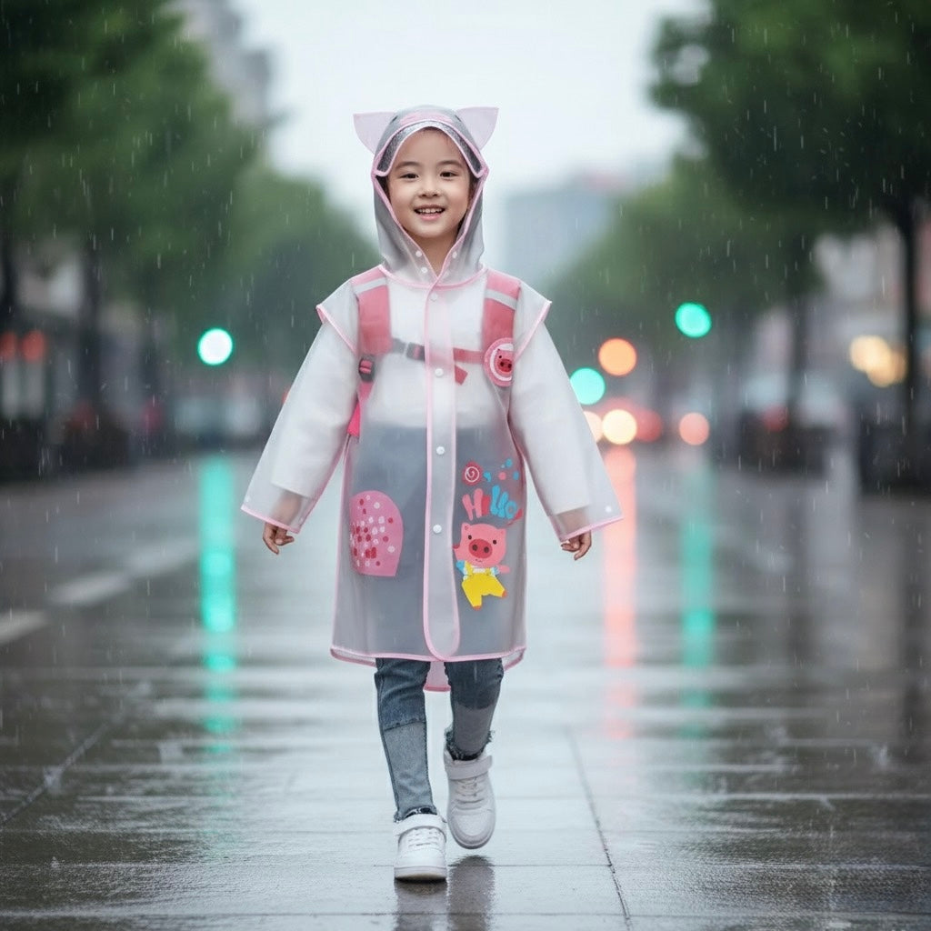 Ozznek Kids' Hooded Waterproof Raincoat- Lightweight & Durable | Playroom Avenue