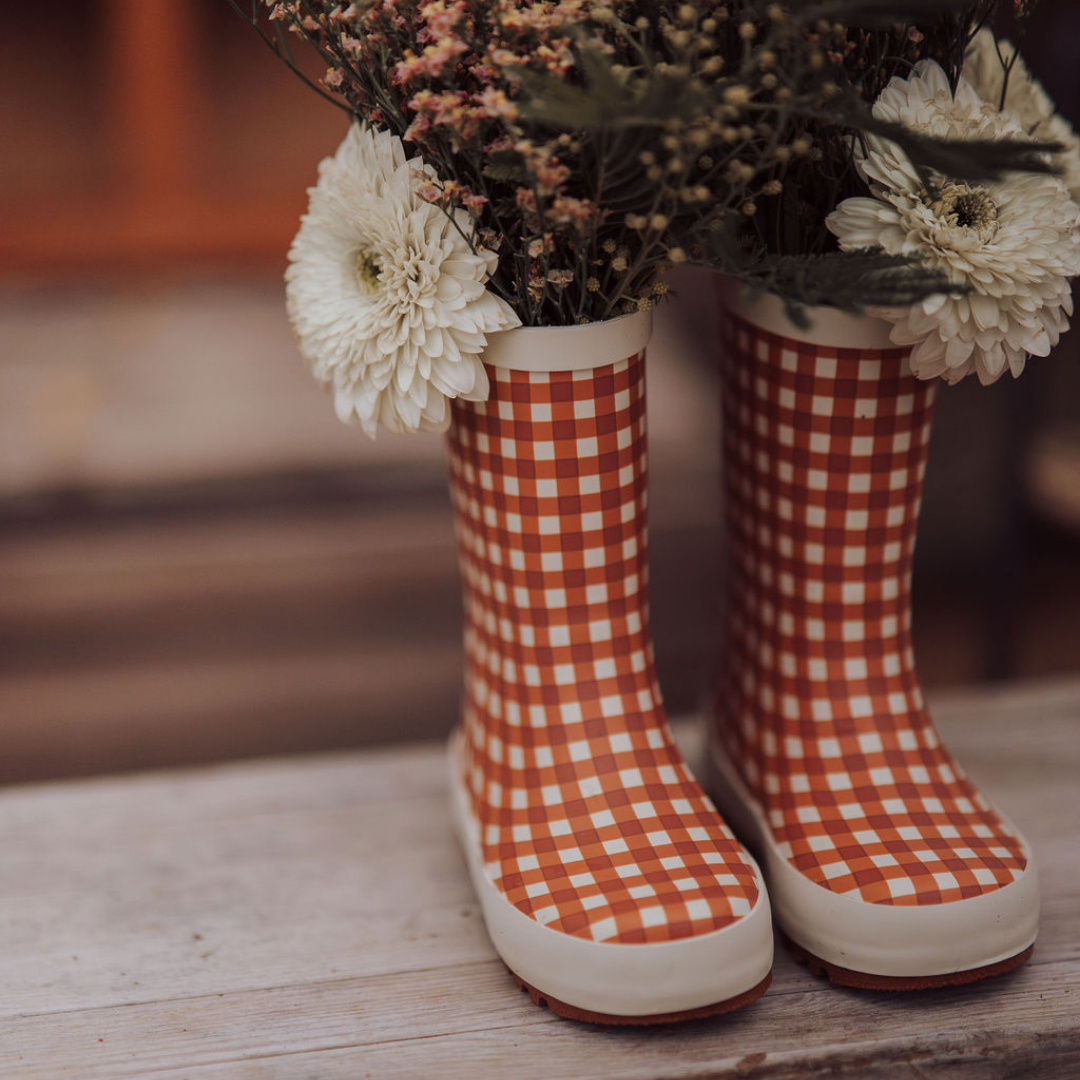 GRECH & CO. Classic Rain Boots | Sienna Gingham | Playroom Avenue