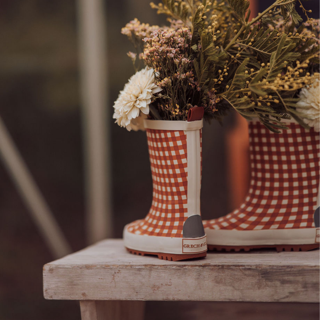 GRECH & CO. Classic Rain Boots | Sienna Gingham | Playroom Avenue