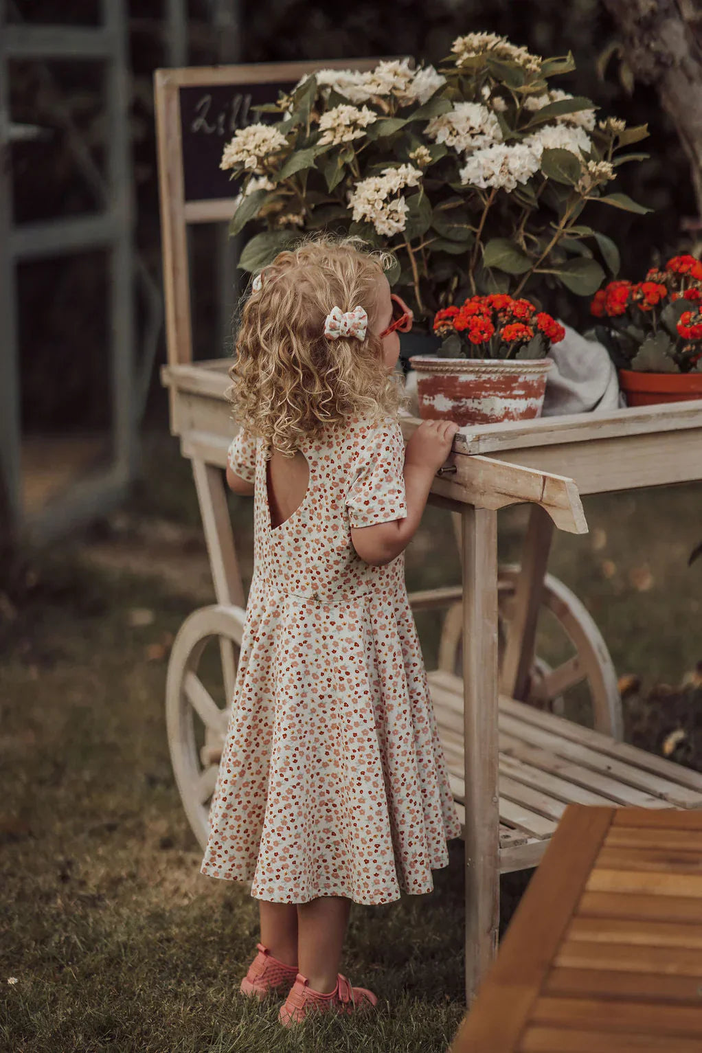 GRECH & CO. Sweetheart Twirl Dress | Organic Cotton Jersey - Sunset Meadow | Playroom Avenue