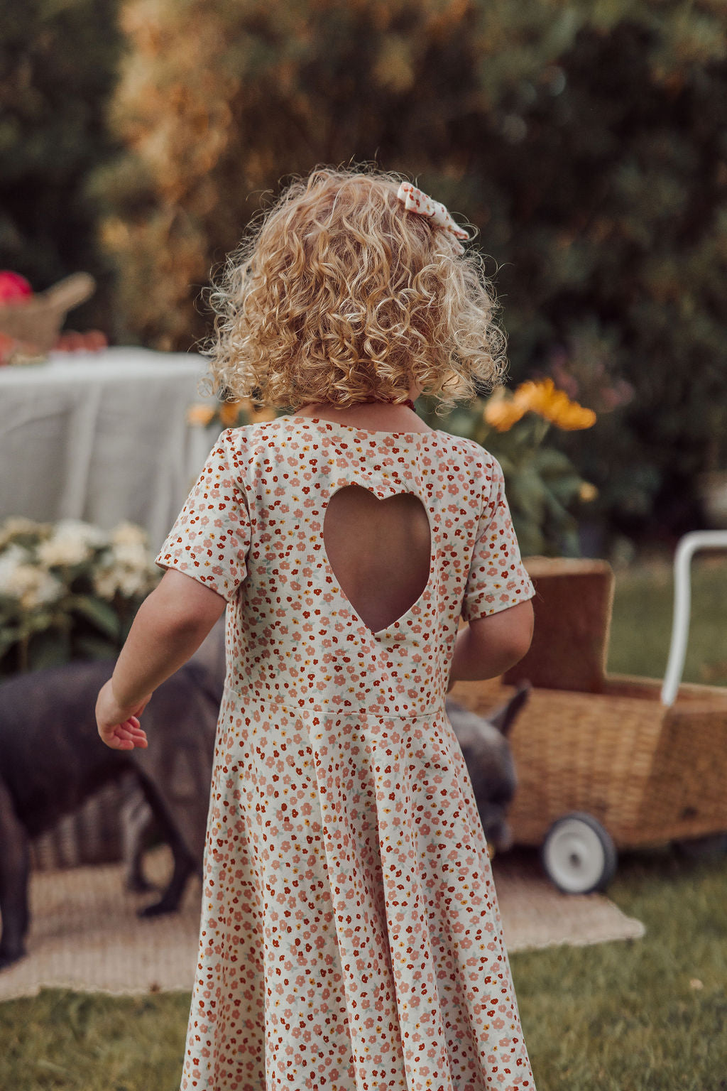 GRECH & CO. Sweetheart Twirl Dress | Organic Cotton Jersey - Sunset Meadow | Playroom Avenue