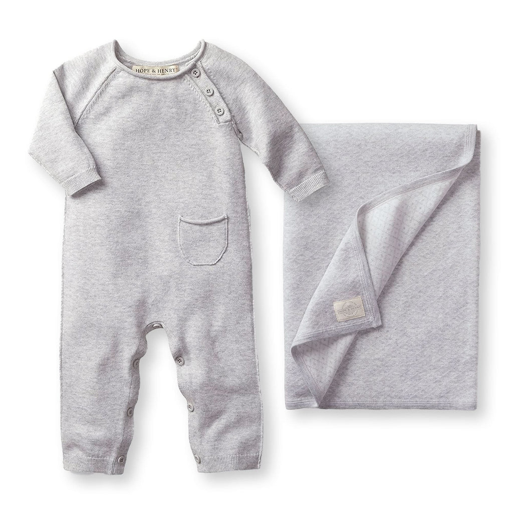Hope & Henry Raglan Sweater Romper & Jacquard Blanket Gift Set | Playroom Avenue