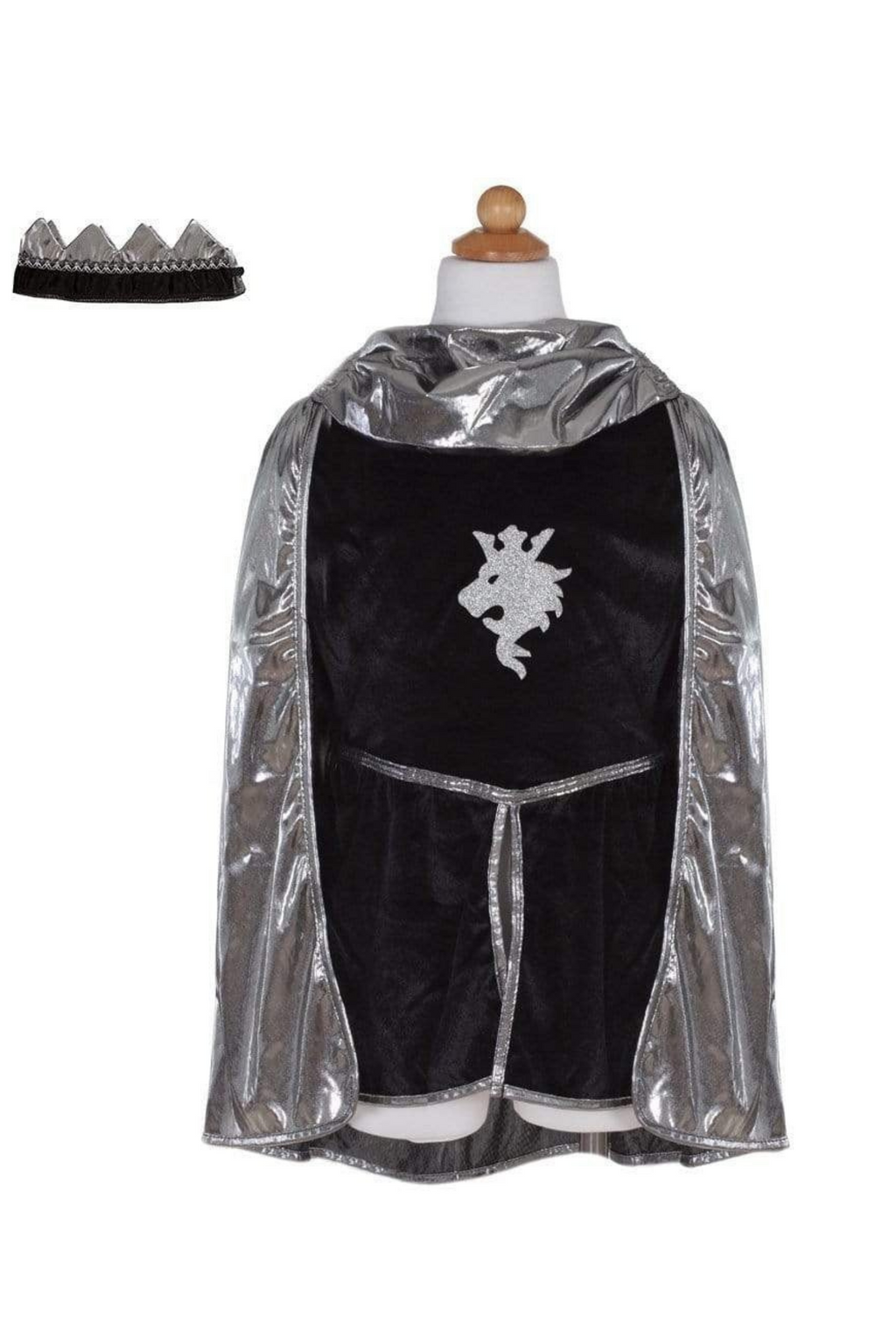 Great Pretenders Knight Set with Tunic, Cape and Crown Silver | Playroom Avenue