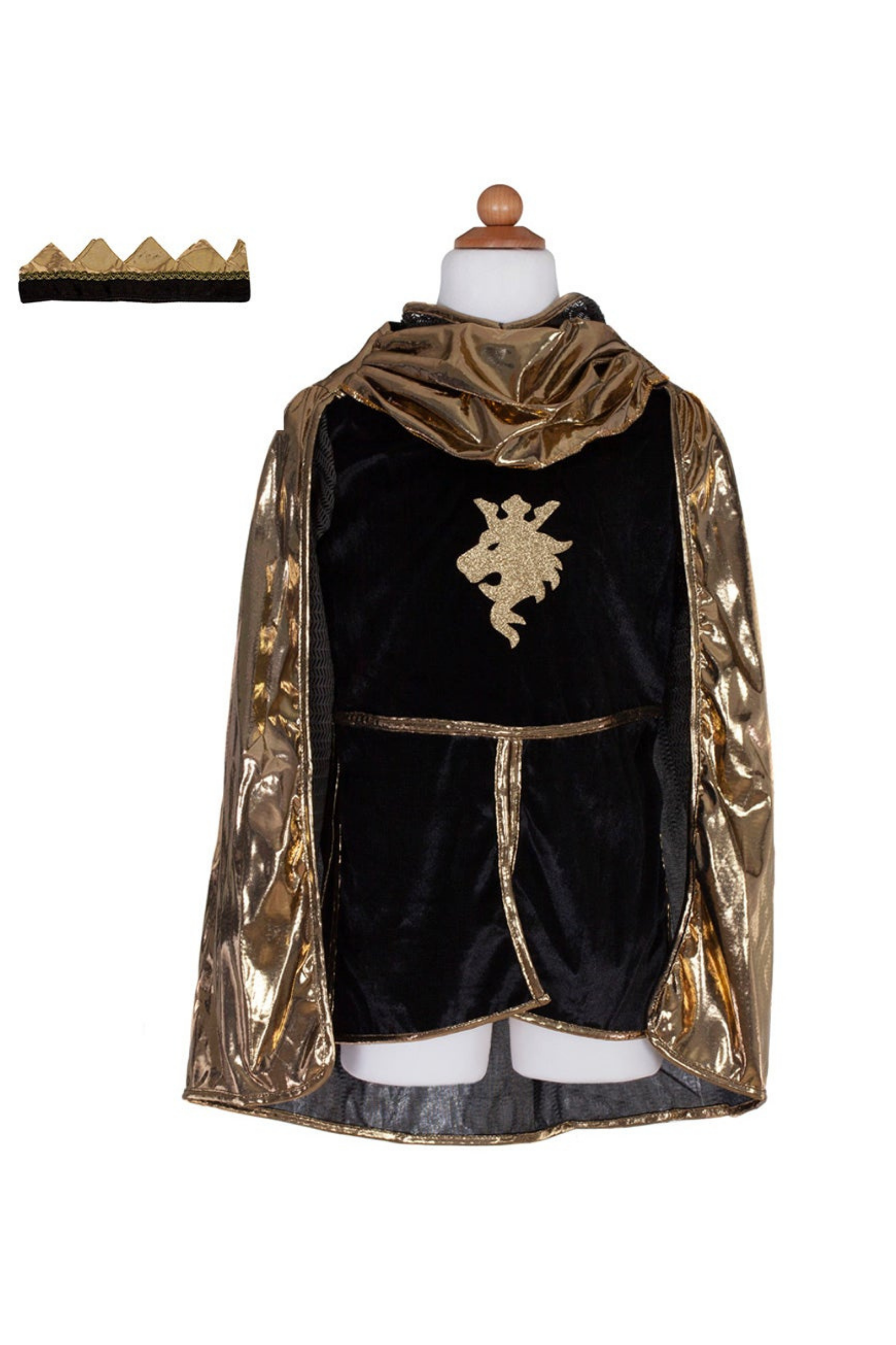 Great Pretenders Knight Set with Tunic, Cape and Crown Gold | Playroom Avenue