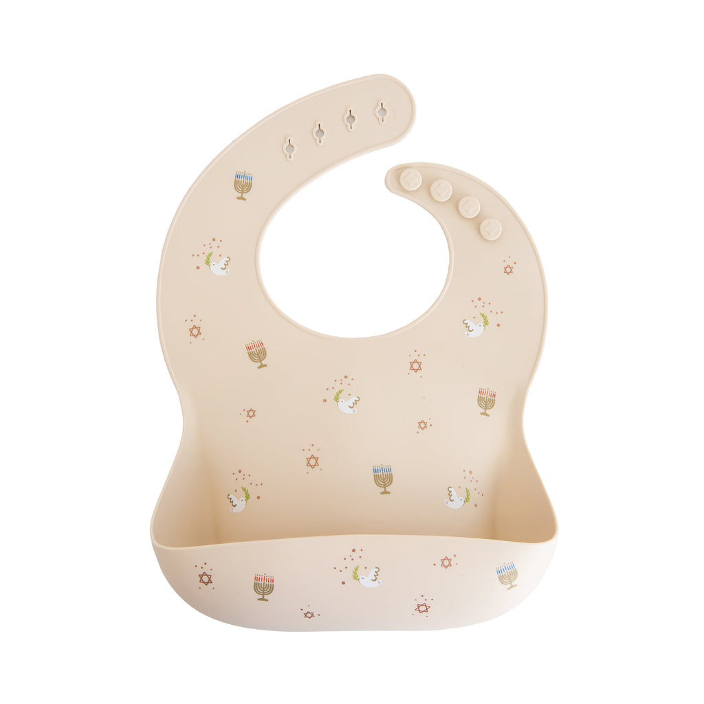 Mushie Silicone Baby Bib Hanukkah Doves | Playroom Avenue