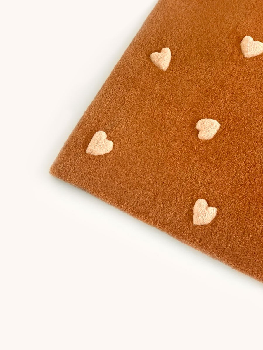 Maison Deux Rug HEARTS Brown / Pink Print 2.6 x 3.9ft | Playroom Avenue