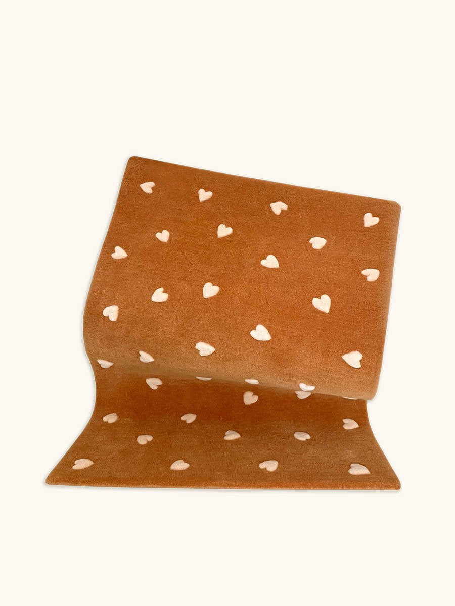 Maison Deux Rug HEARTS Brown / Pink Print 2.6 x 3.9ft | Playroom Avenue
