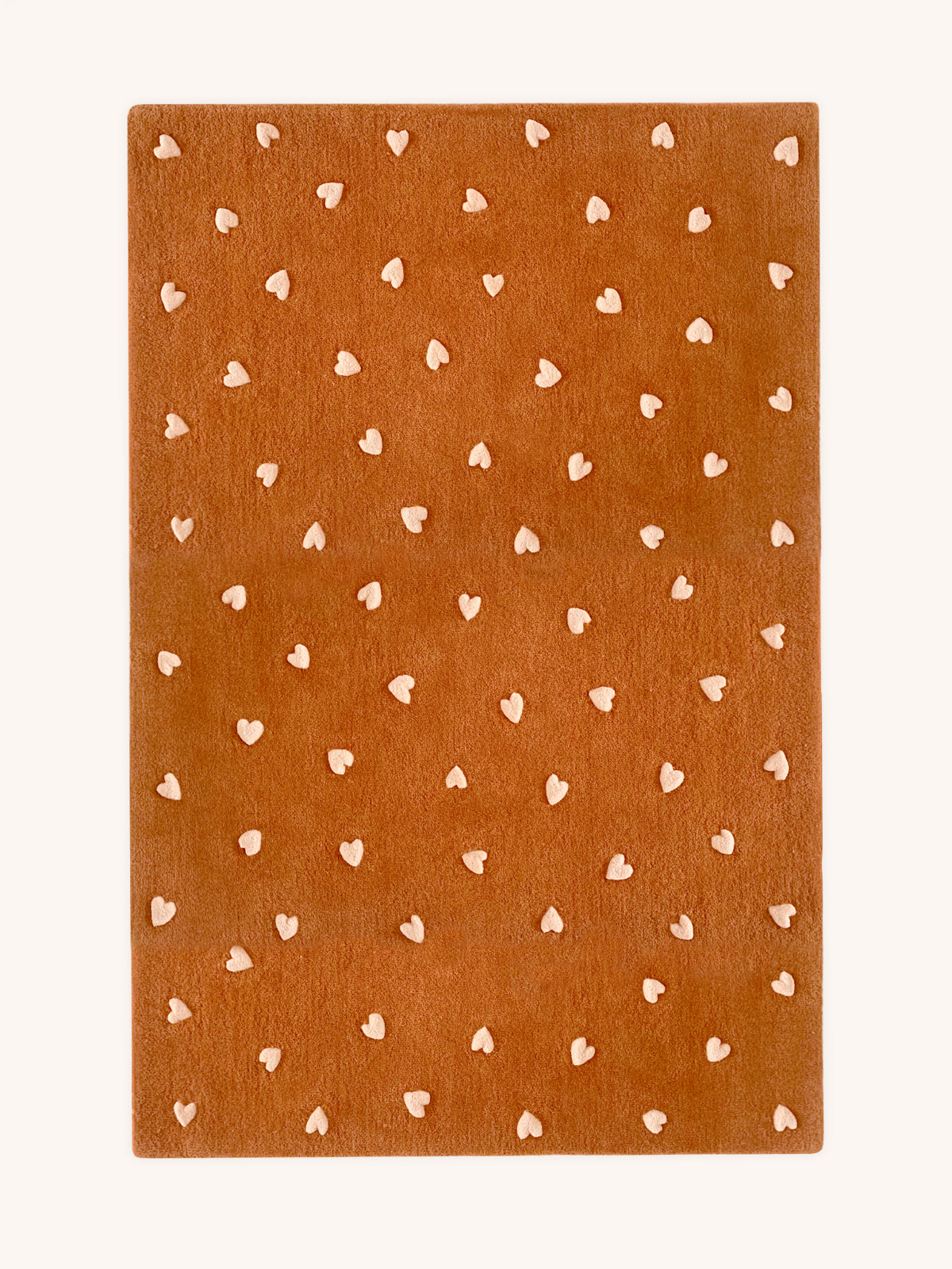 Maison Deux Rug HEARTS Brown / Pink Print 5.5 x 7.9ft | Playroom Avenue