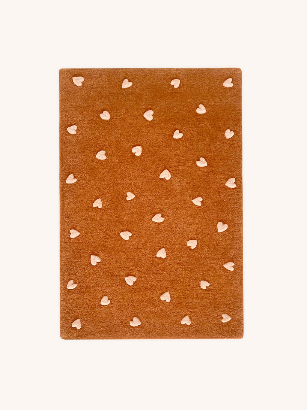 Maison Deux Rug HEARTS Brown / Pink Print 2.6 x 3.9ft | Playroom Avenue