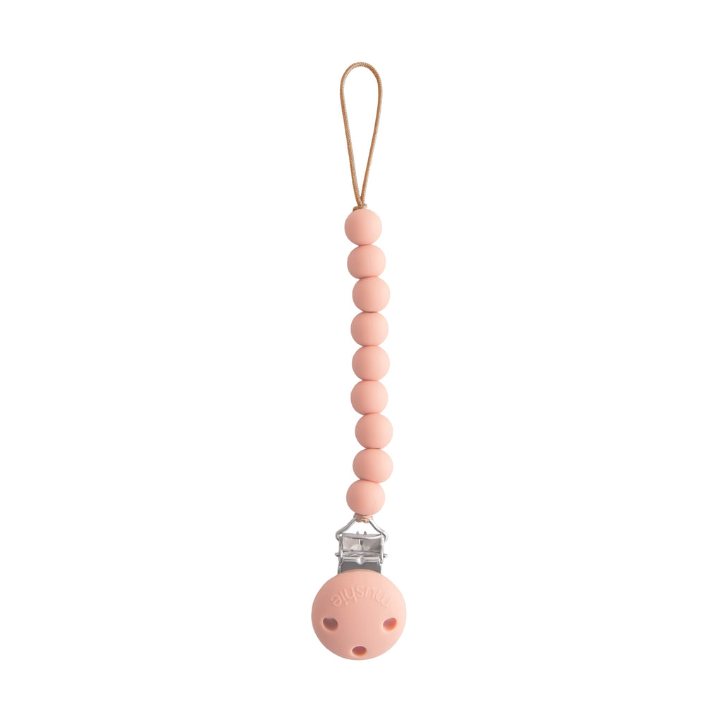 Mushie Silicone Pacifier Clip | Hera Powder Pink | Playroom Avenue