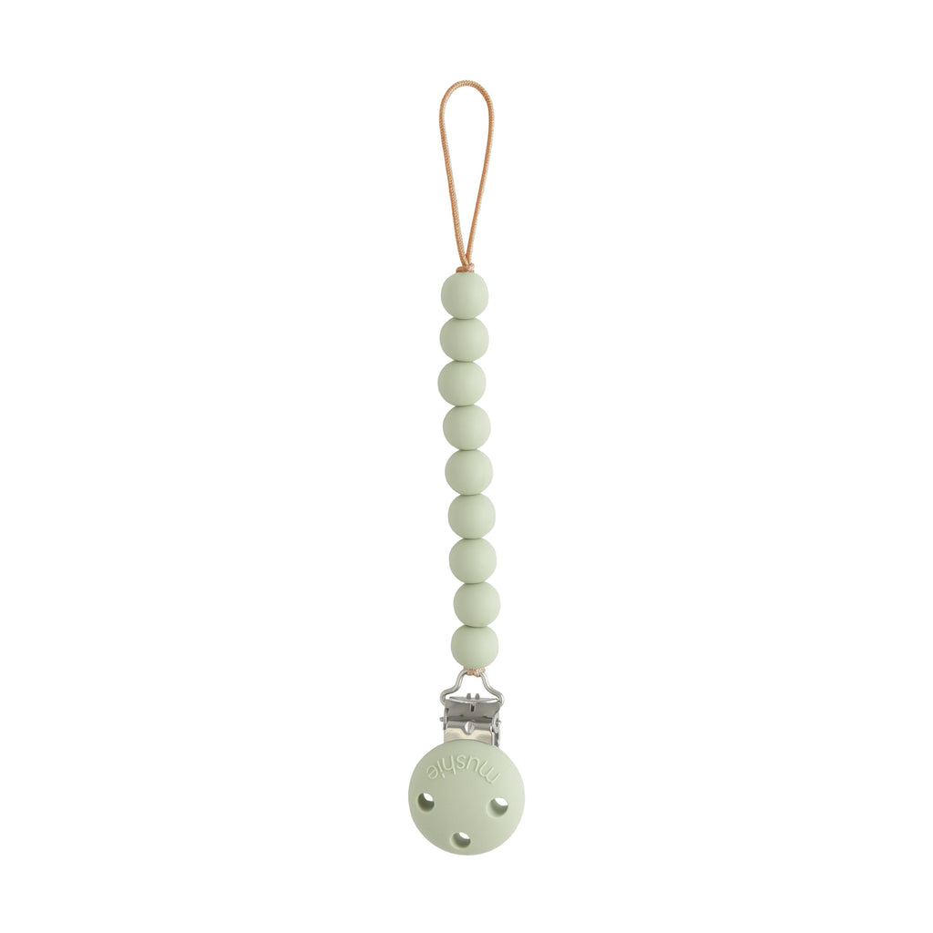 Mushie Silicone Pacifier Clip | Hera Sage | Playroom Avenue