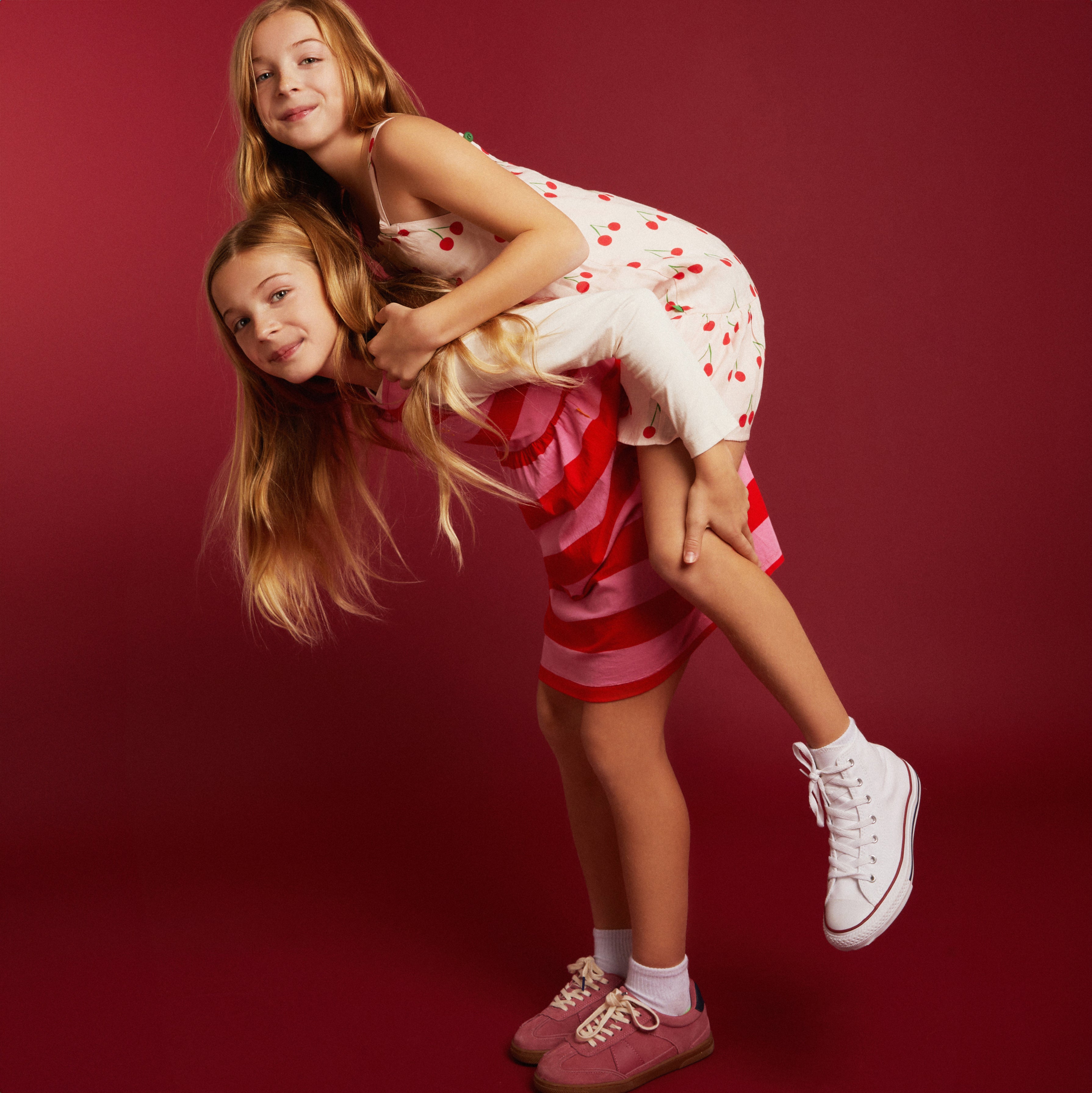 Mon Coeur Linen Cherry Strappy Kid Dress | Playroom Avenue