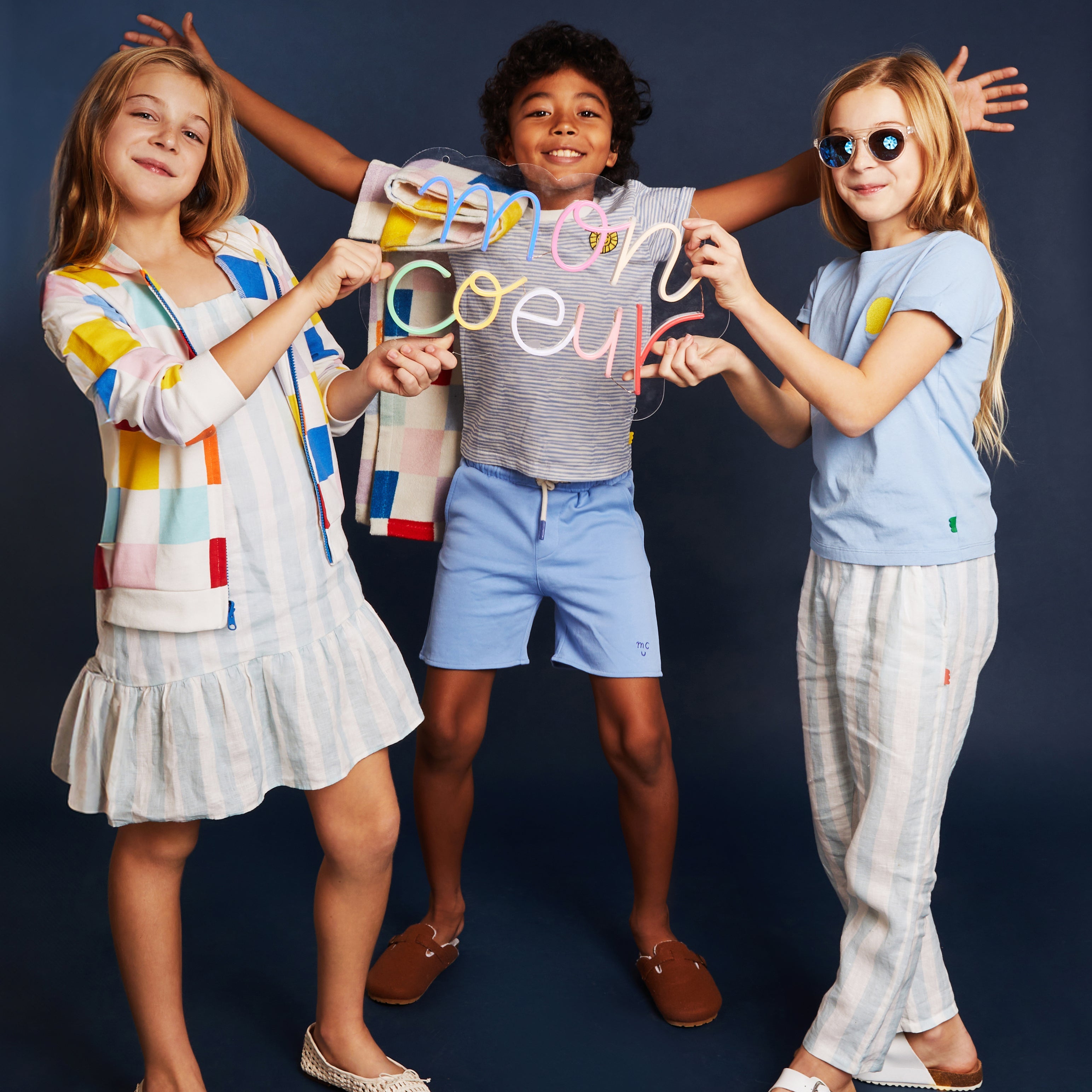 Mon Coeur Linen Cabana Stripe Strappy Kid Dress | Playroom Avenue