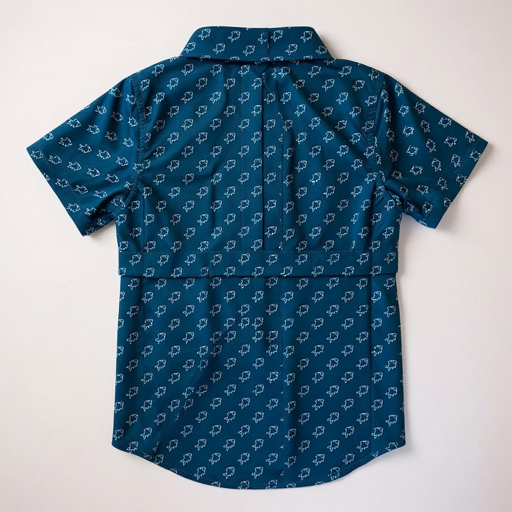 Keep the Littles Wild Fishing shirt button up- blue fish | Playroom Avenue