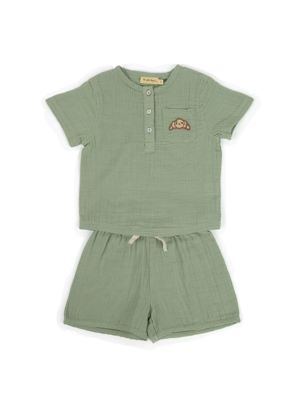 La Petit Lapin Cayden | Organic Muslin Petit Croissant Set | Sage | Playroom Avenue