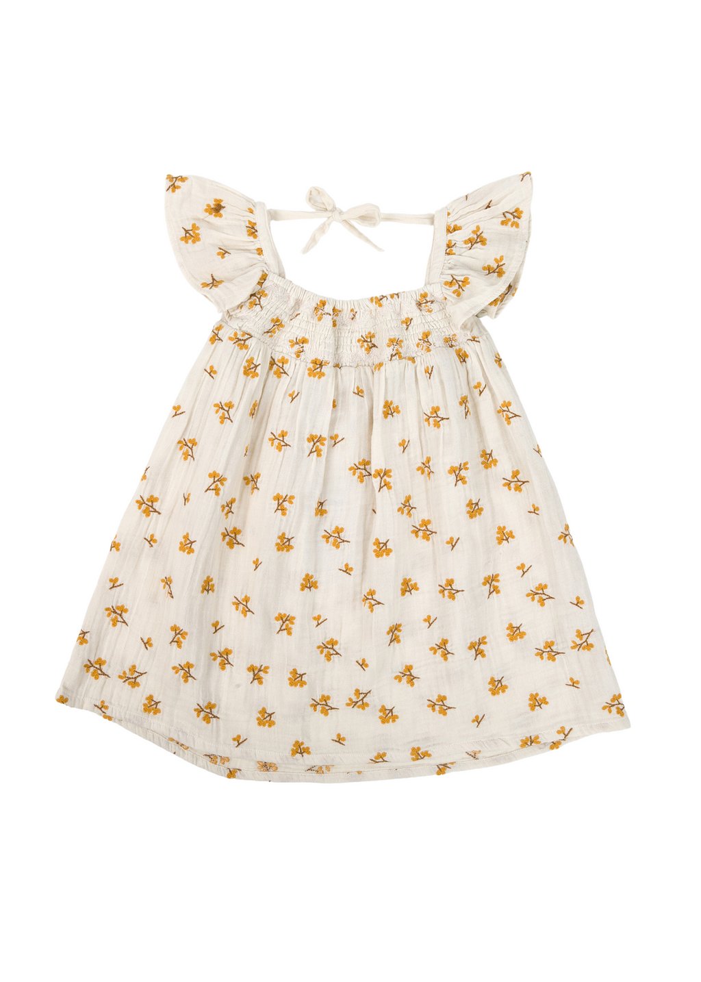 La Petit Lapin Haven | Organic Muslin Flare Dress | Ecru | Playroom Avenue