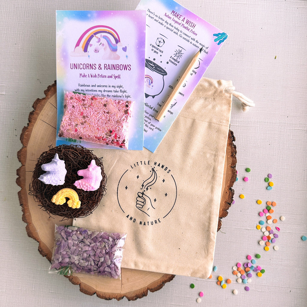 Little Hands and Nature Unicorn and Rainbows Potion Pouch - Party Favor