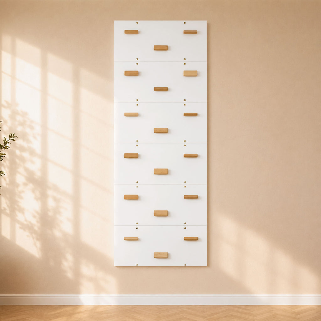 Wood and Hearts Rock Climbing Wall Snow White Set of 6 panels | Playroom Avenue
