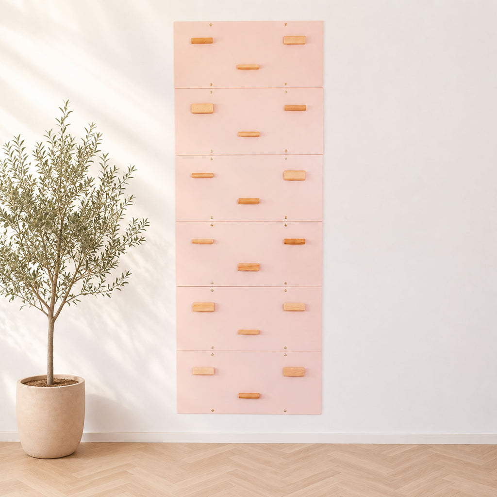Wood and Hearts Rock Climbing Wall Peach Set of 6 panels | Playroom Avenue