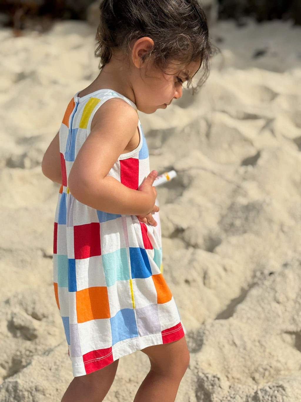 Mon Coeur Recycled Cotton Checkered Baby Tank Dress | Playroom Avenue