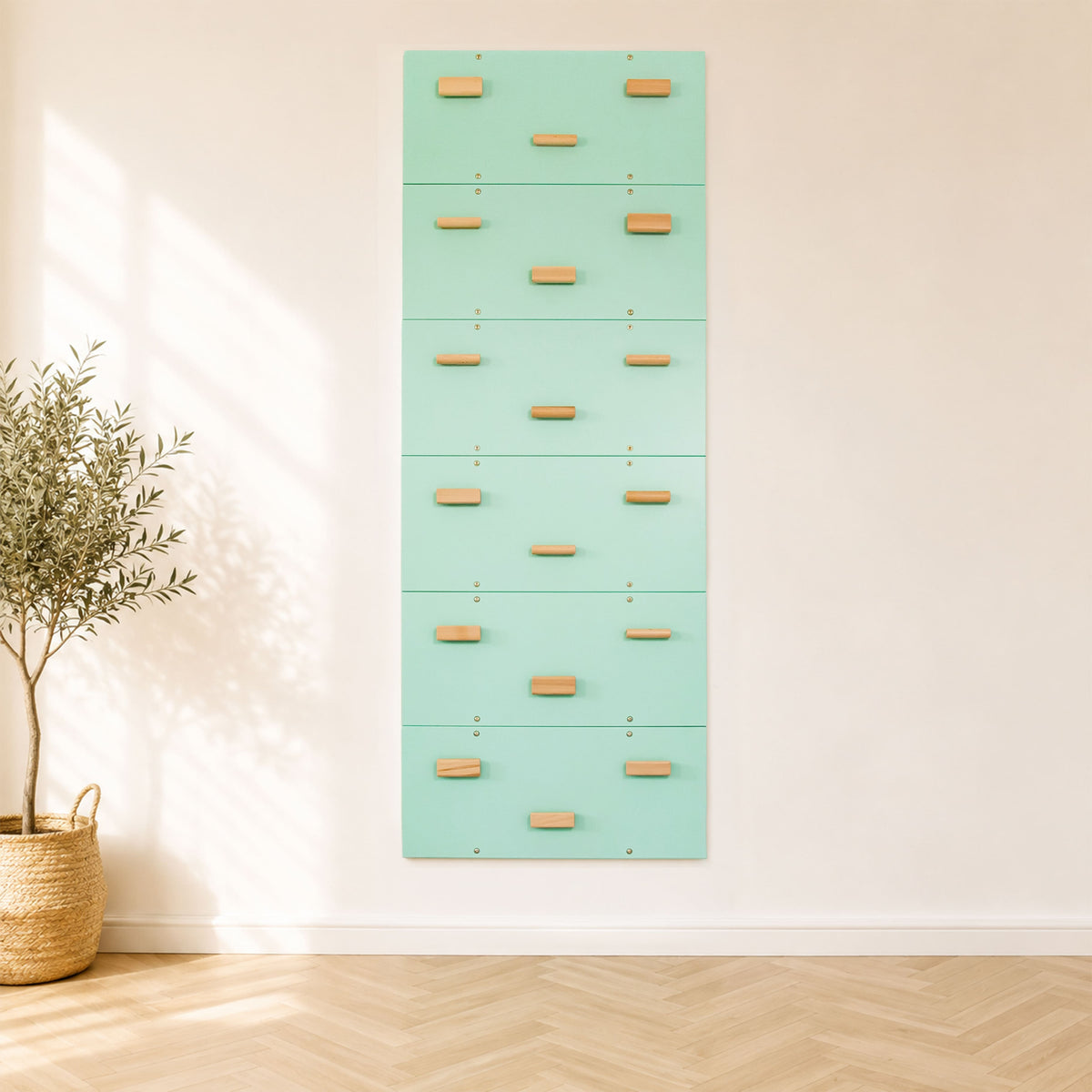 Wood and Hearts Rock Climbing Wall Cool Mint Set of 6 panels | Playroom Avenue