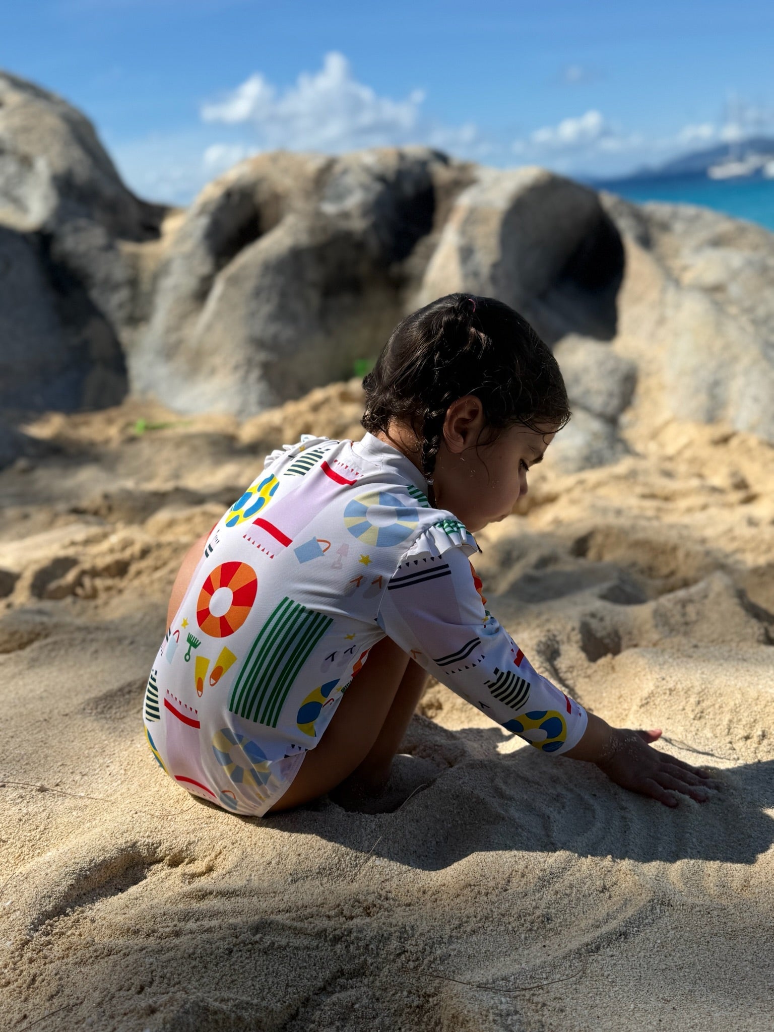 Mon Coeur Beach Baby Zipped Rashguard Onepiece