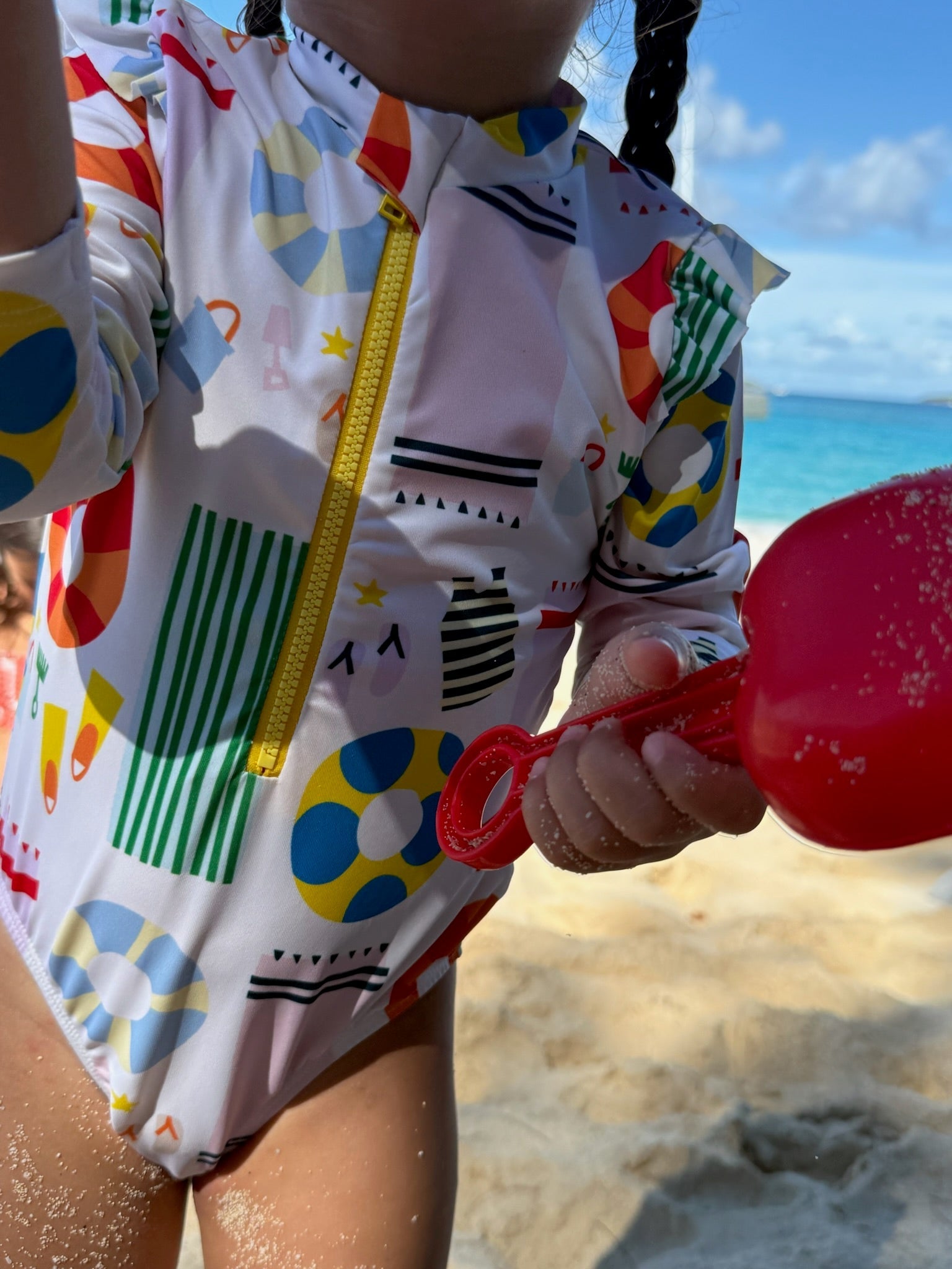 Mon Coeur Beach Baby Zipped Rashguard Onepiece