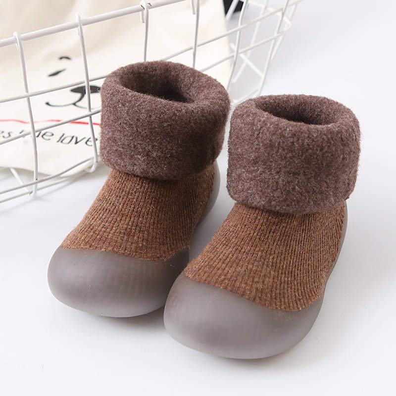 Ozznekshoes Cozy Sock Shoes for Kids- Warm First Walker Shoes | Fleece Lined Brown Bear | Playroom Avenue