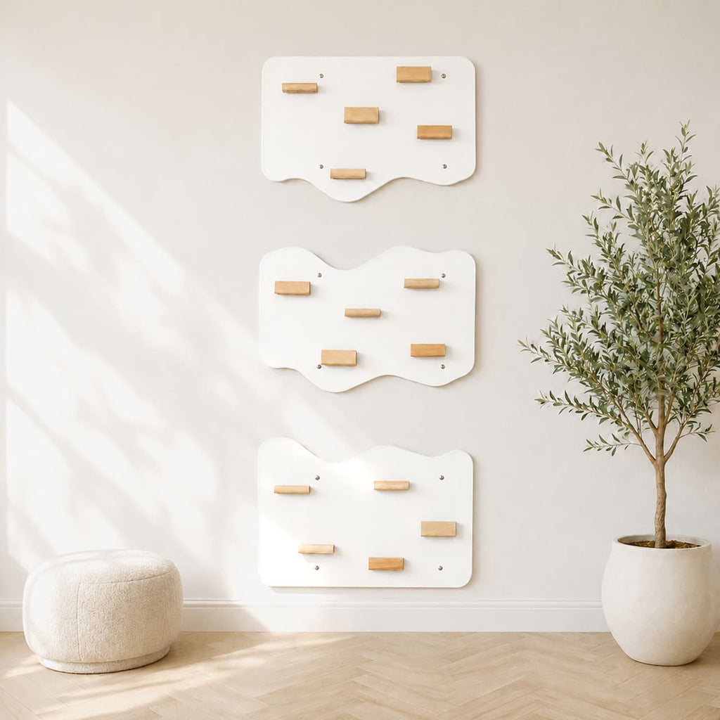 Wood and Hearts Indoor Rock Wall Set of 3 panels Snow White | Playroom Avenue