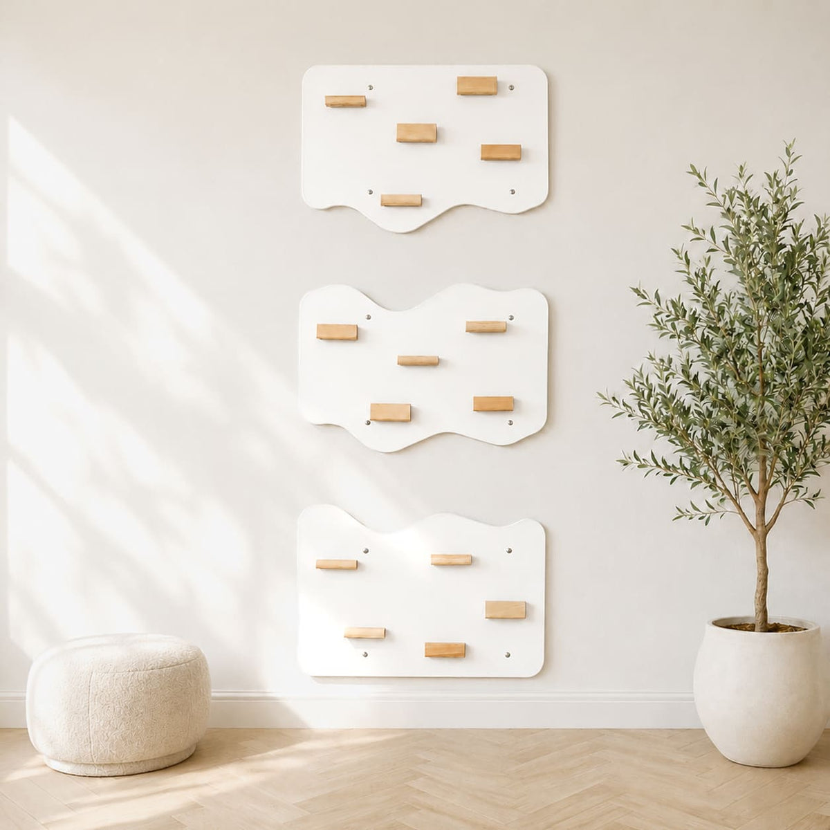 Wood and Hearts Indoor Rock Wall Set of 3 panels Snow White | Playroom Avenue