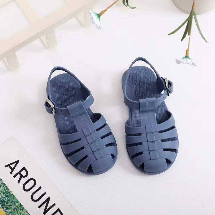 Ozznek Shoes Kids Jelly Sandals – Waterproof, Wide Toe | Roman Style Blue | Playroom Avenue