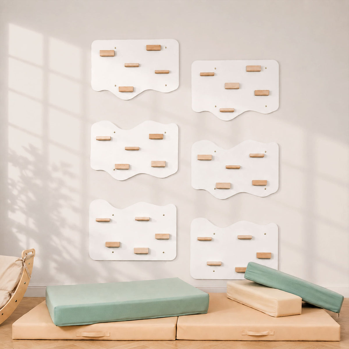 Wood and Hearts Indoor Rock Wall Set of 6 panels Snow White | Playroom Avenue
