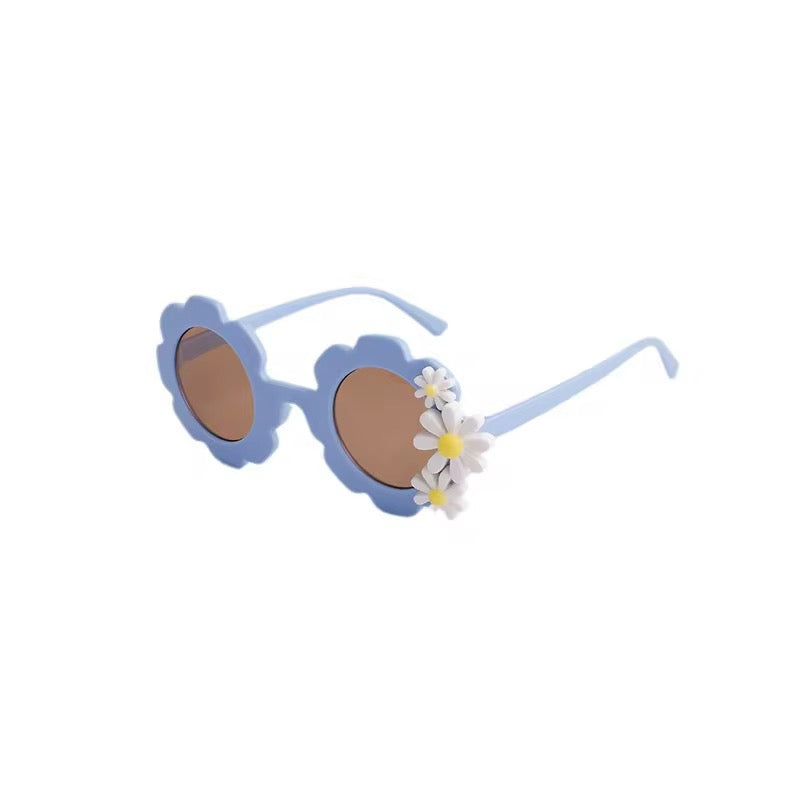 ozznekshoes Retro Flower-Shaped Sunglasses for Kids | Daisy Bloom Blue | Playroom Avenue