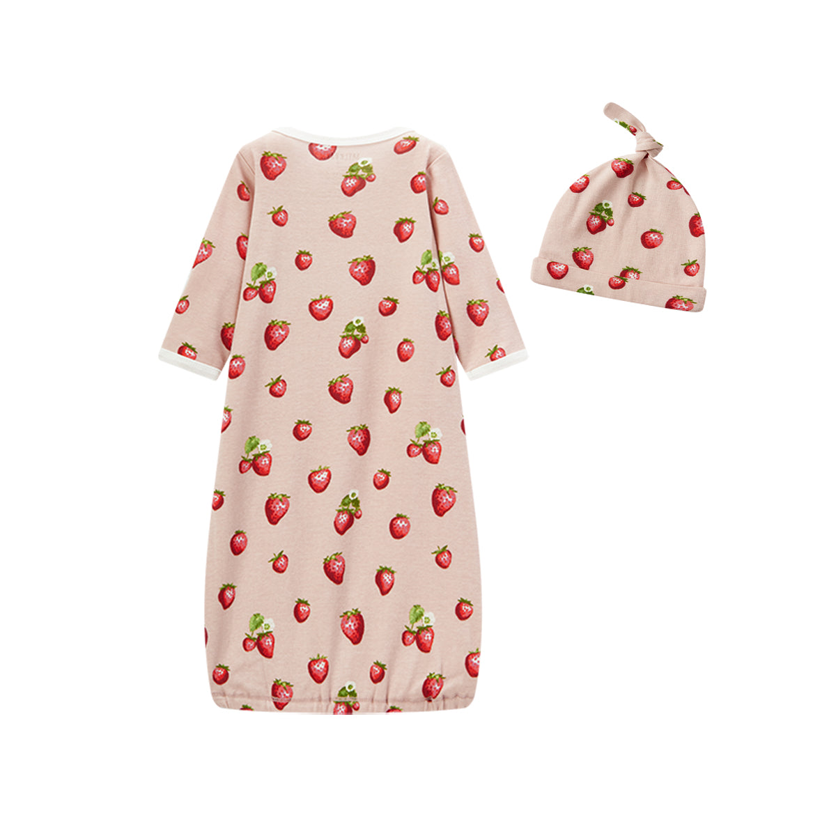 Milkbarn Strawberry Organic Cotton Newborn Gown & Hat Set | Playroom Avenue