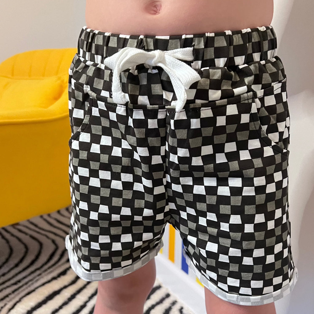 LITTLE RAD THINGS CHECK 'YA LATER SHORTS - BLACK/GREY | Playroom Avenue