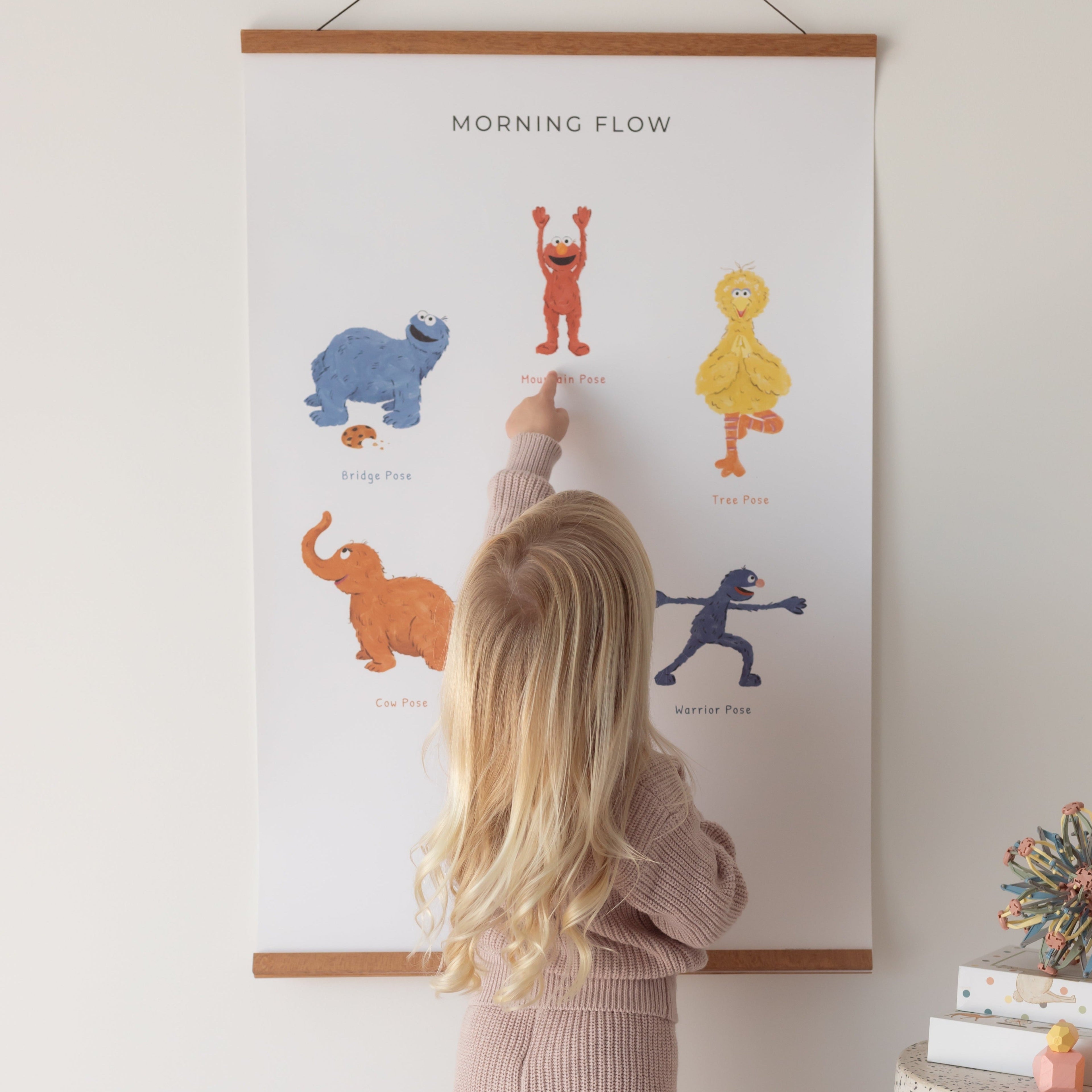 Mindful And Co Double-Sided Sesame Street Yoga Poses Print - Playroom Avenue