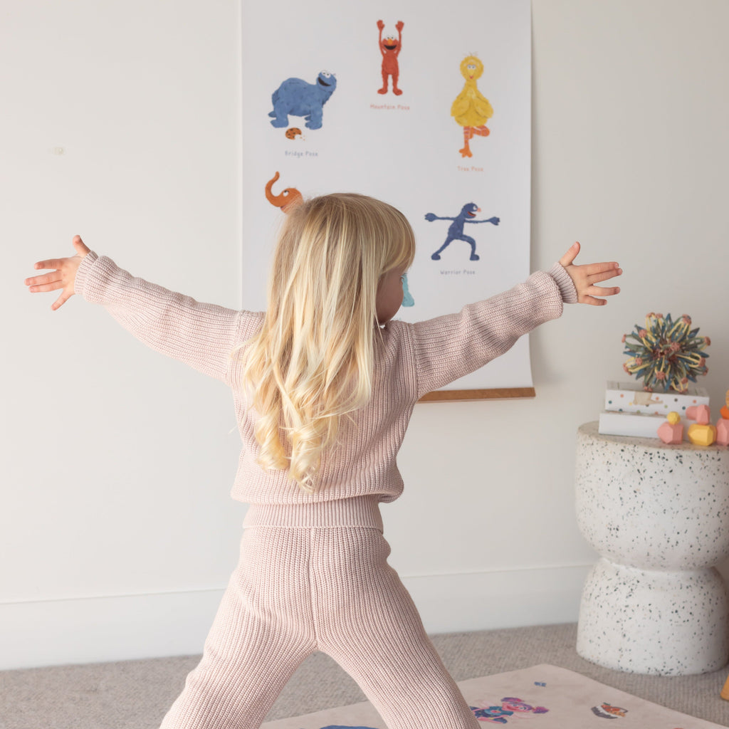 Mindful And Co Double-Sided Sesame Street Yoga Poses Print | Playroom Avenue