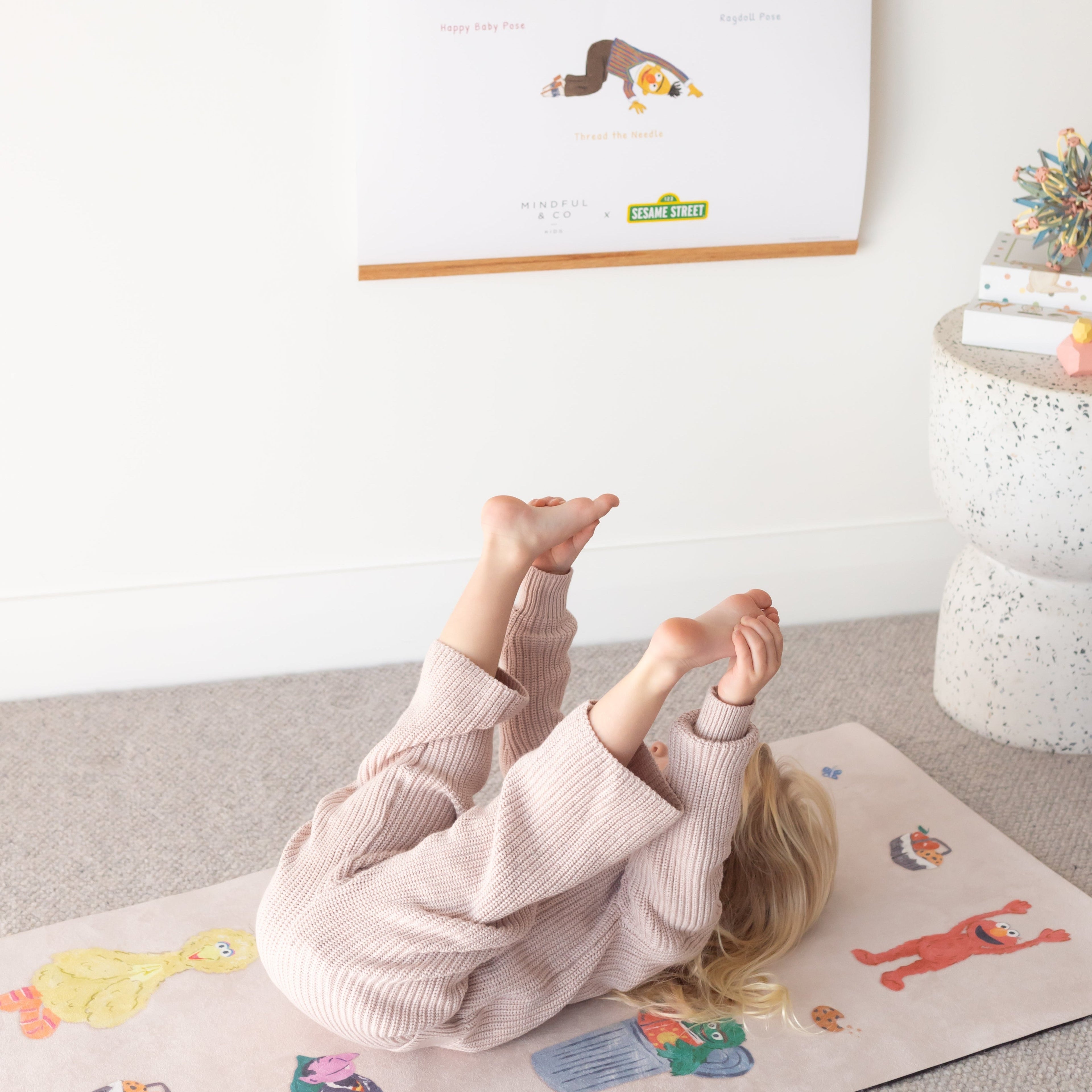 Mindful And Co Sesame Street Yoga print | Playroom Avenue
