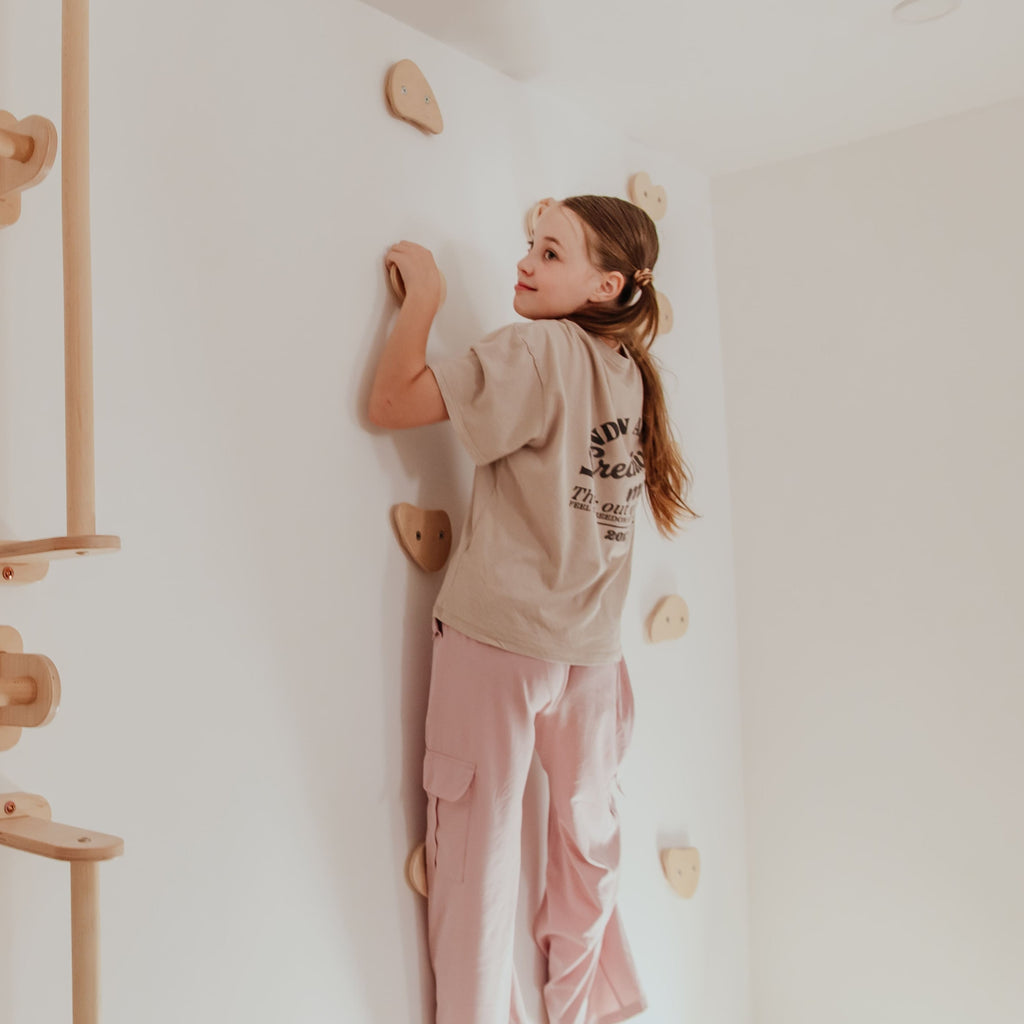 Wood and Hearts Climbing Holds | Playroom Avenue