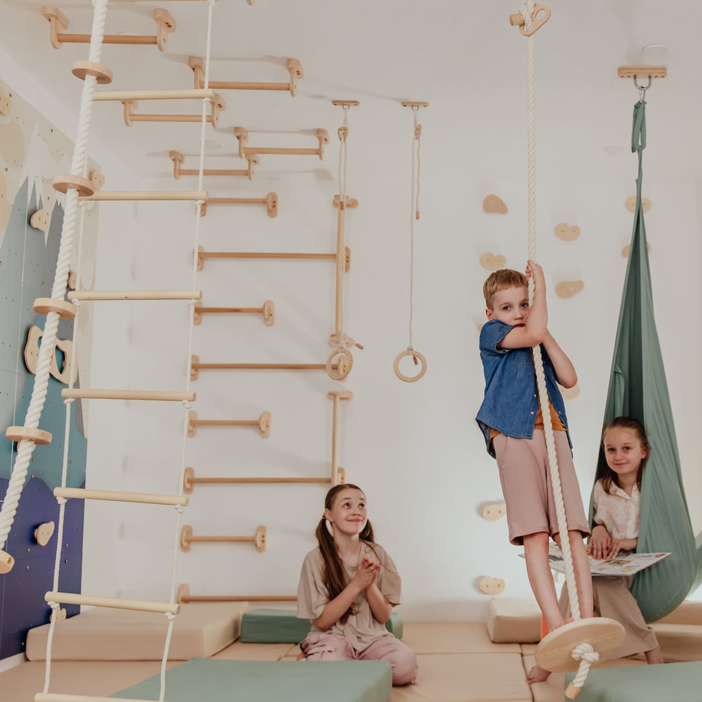 Wood and Hearts Kids Climbing Ropes | Playroom Avenue