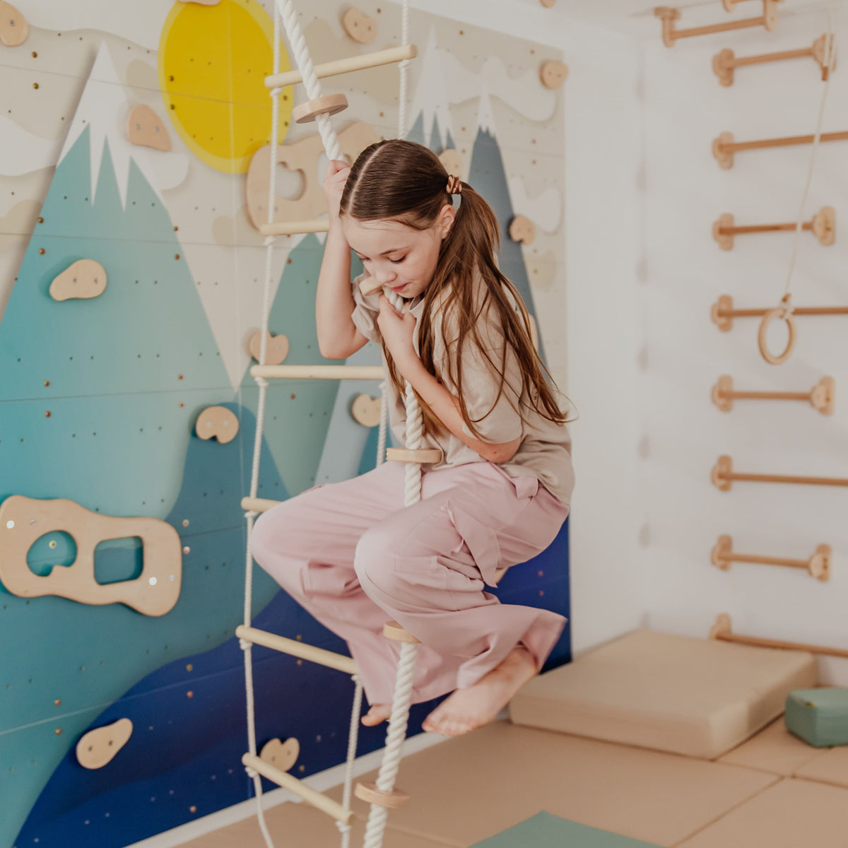 Wood and Hearts Kids Climbing Ropes | Playroom Avenue