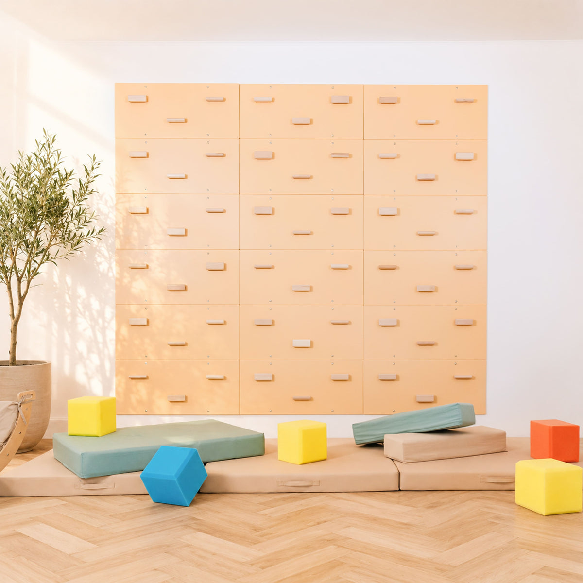 Wood and Hearts Rock Climbing Wall Soft Sand Set of 18 panels | Playroom Avenue