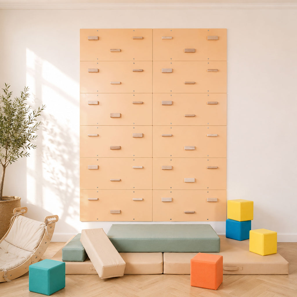 Wood and Hearts Rock Climbing Wall Soft Sand Set of 12 panels | Playroom Avenue