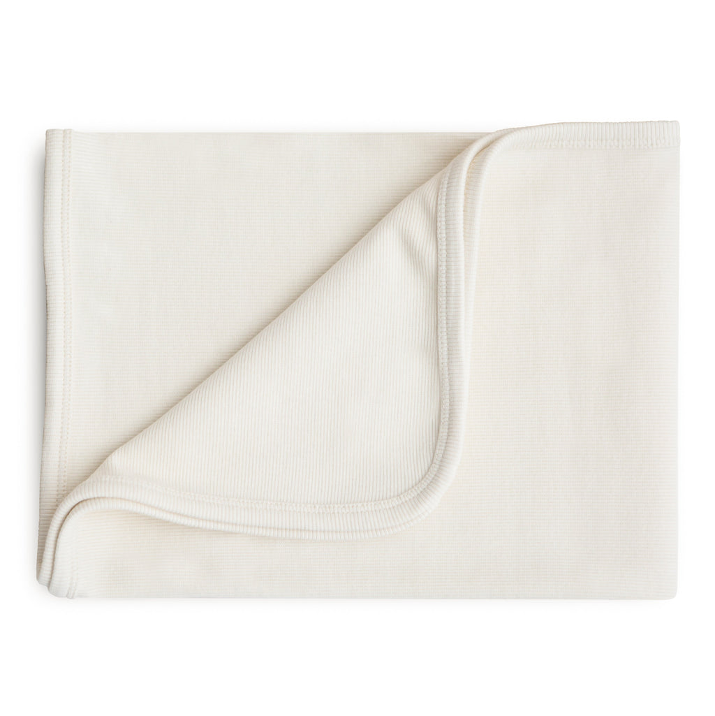 Mushie Ribbed Baby Blanket Ivory | Playroom Avenue