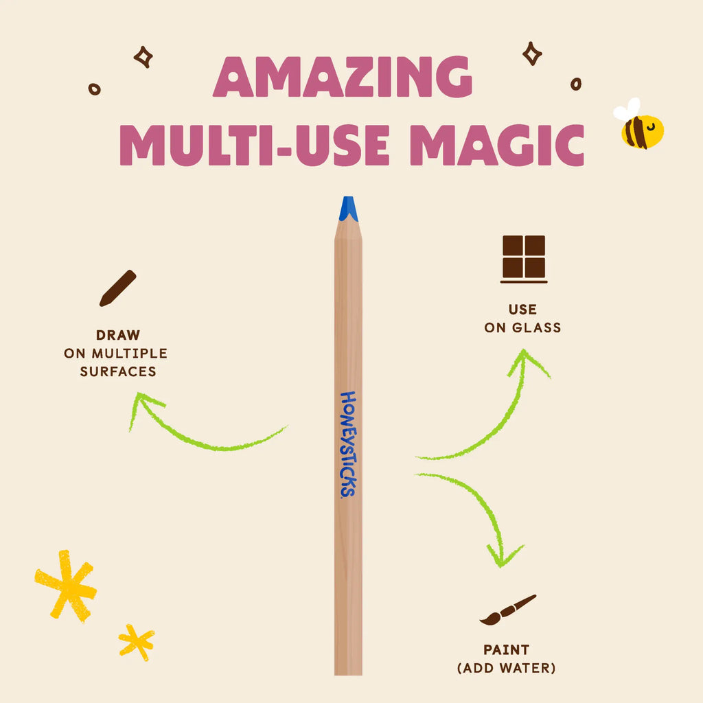 Honeysticks Magic 3-in-1 Beeswax Pencils Jumbo Triangles 10pk | Playroom Avenue