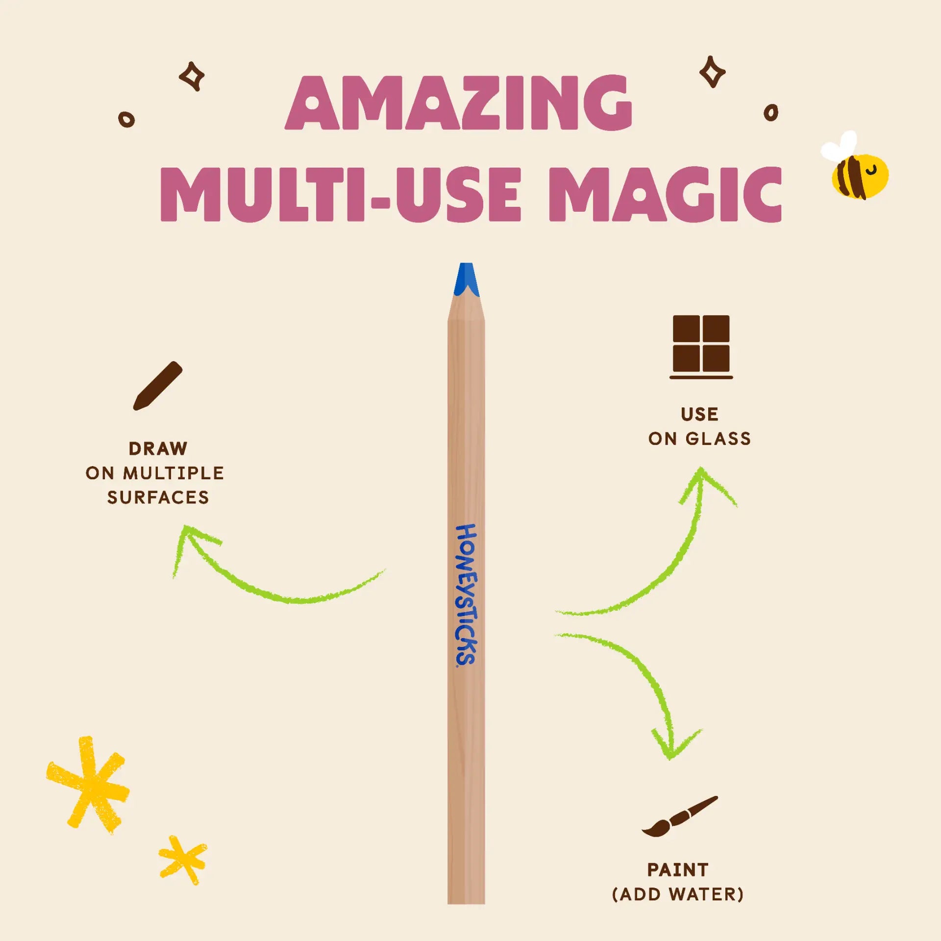 Honeysticks Magic 3-in-1 Beeswax Pencils Jumbo Triangles 10pk | Playroom Avenue