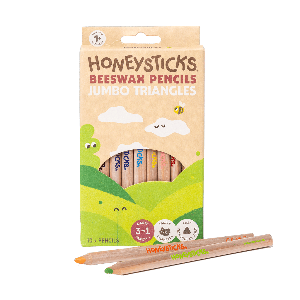 Honeysticks Magic 3-in-1 Beeswax Pencils Jumbo Triangles 10pk | Playroom Avenue