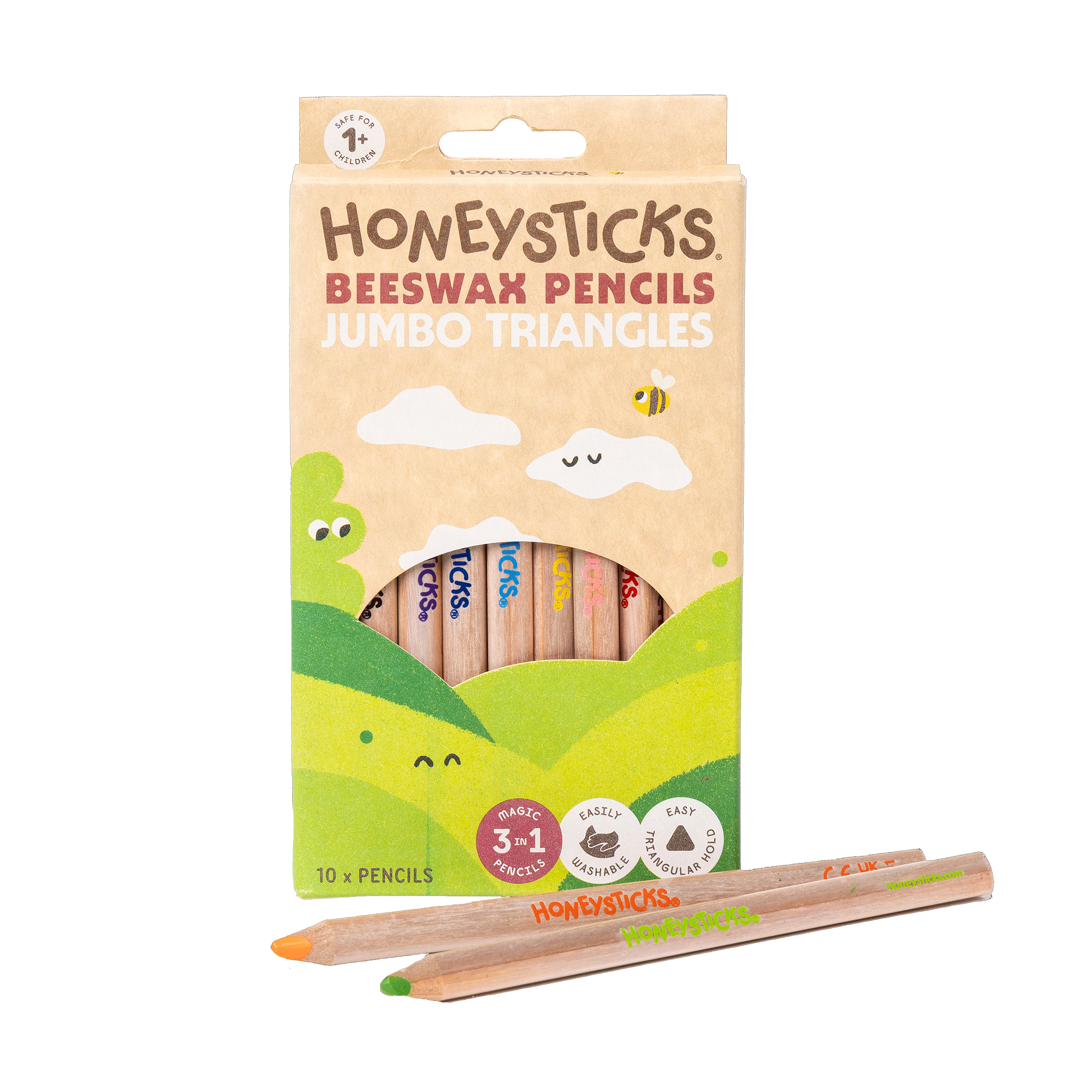 Honeysticks Magic 3-in-1 Beeswax Pencils Jumbo Triangles 10pk | Playroom Avenue