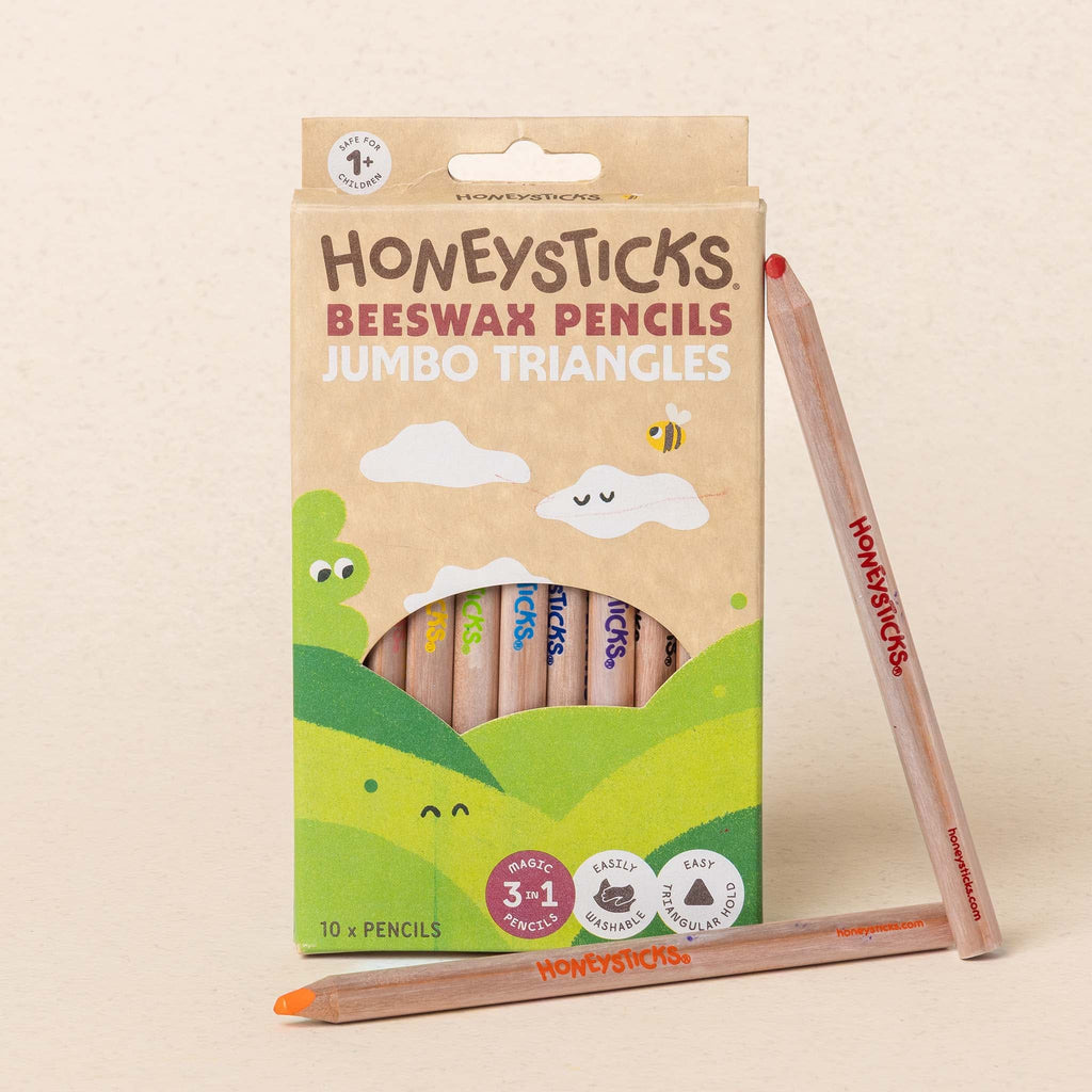 Honeysticks Magic 3-in-1 Beeswax Pencils Jumbo Triangles 10pk | Playroom Avenue